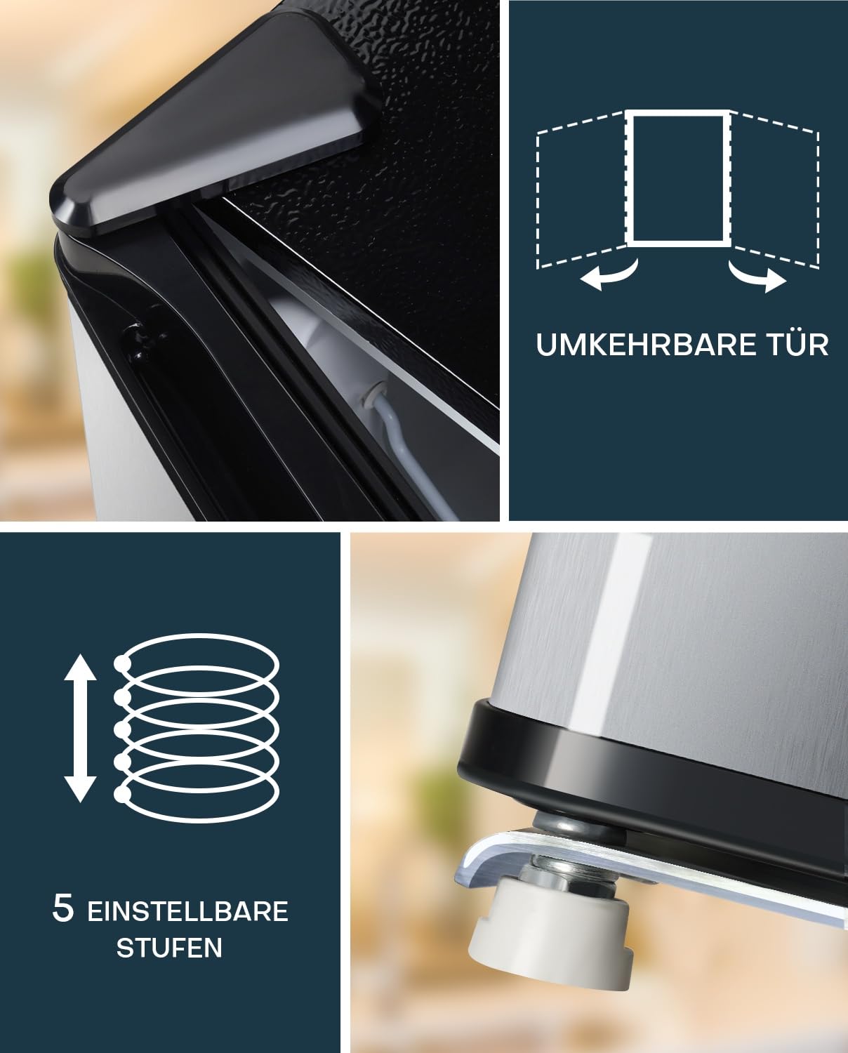 Mini Kühlschrank 46L mit Eisfach – Energiesparend, Leise, Edelstahl